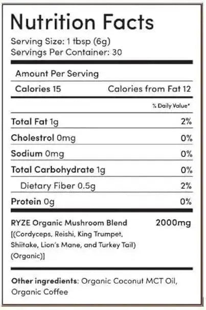 RYZE Mushroom Coffee | 6 Adaptogenic Mushrooms | Organic | Instant Coffee | MCT Oil | Better Energy, Focus, Digestion, Immunity | Cordyceps, Lion’s Mane, Shiitake, Reishi, Turkey Tail, King Trumpet